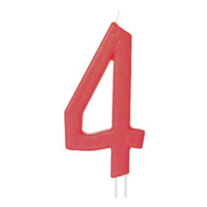 Obrázek RED NUMERAL CANDLE NO.4 H.12 CM