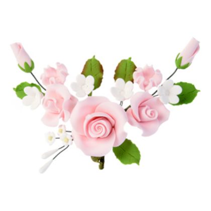 Obrázek BRANCH OF ROSES W/LEAVES PINK