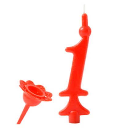 Obrázek RED NUMERAL CANDLE "1" IN A BAG