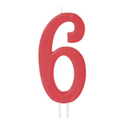 Obrázek RED NUMERAL CANDLE NO.6 H.12 CM