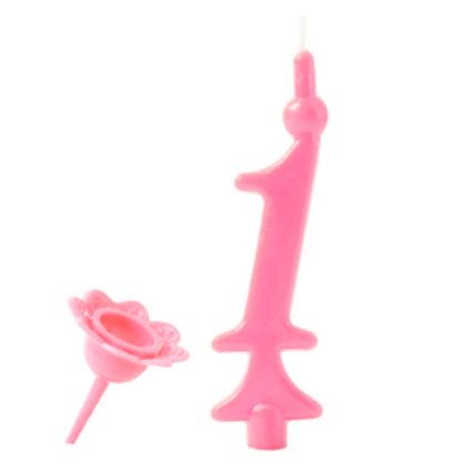 Obrázek PINK NUMERAL CANDLE "1" IN A BAG