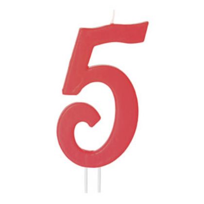 Obrázek RED NUMERAL CANDLE NO.5 H.12 CM