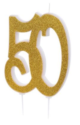 Obrázek GOLD GLITTERED CANDLE 50" (10ks)