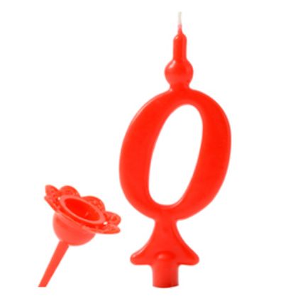 Obrázek RED NUMERAL CANDLE "0" IN A BAG