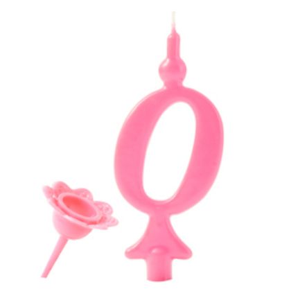 Obrázek PINK NUMERAL CANDLE "0" IN A BAG