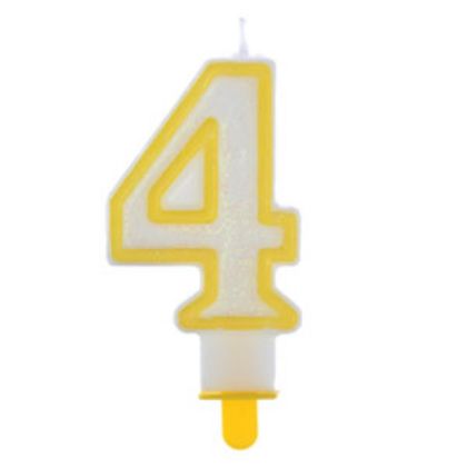 Obrázek NUMERAL CANDLE W/GLITTER N.4