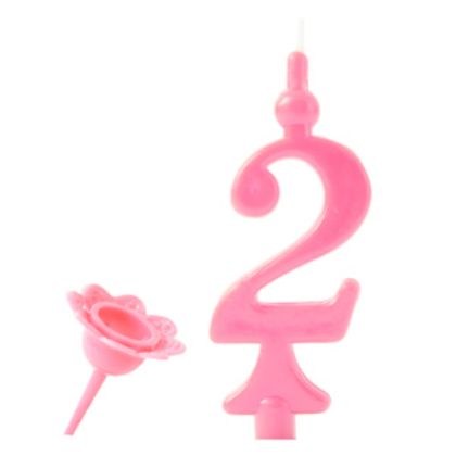 Obrázek PINK NUMERAL CANDLE "2" IN A BAG