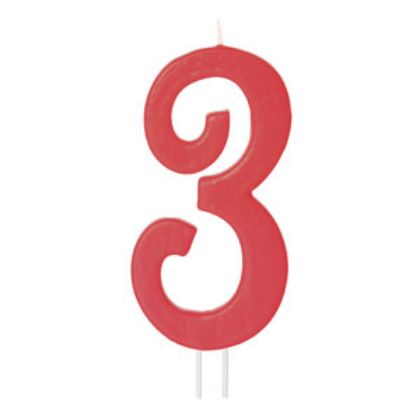 Obrázek RED NUMERAL CANDLE NO.3 H.12 CM